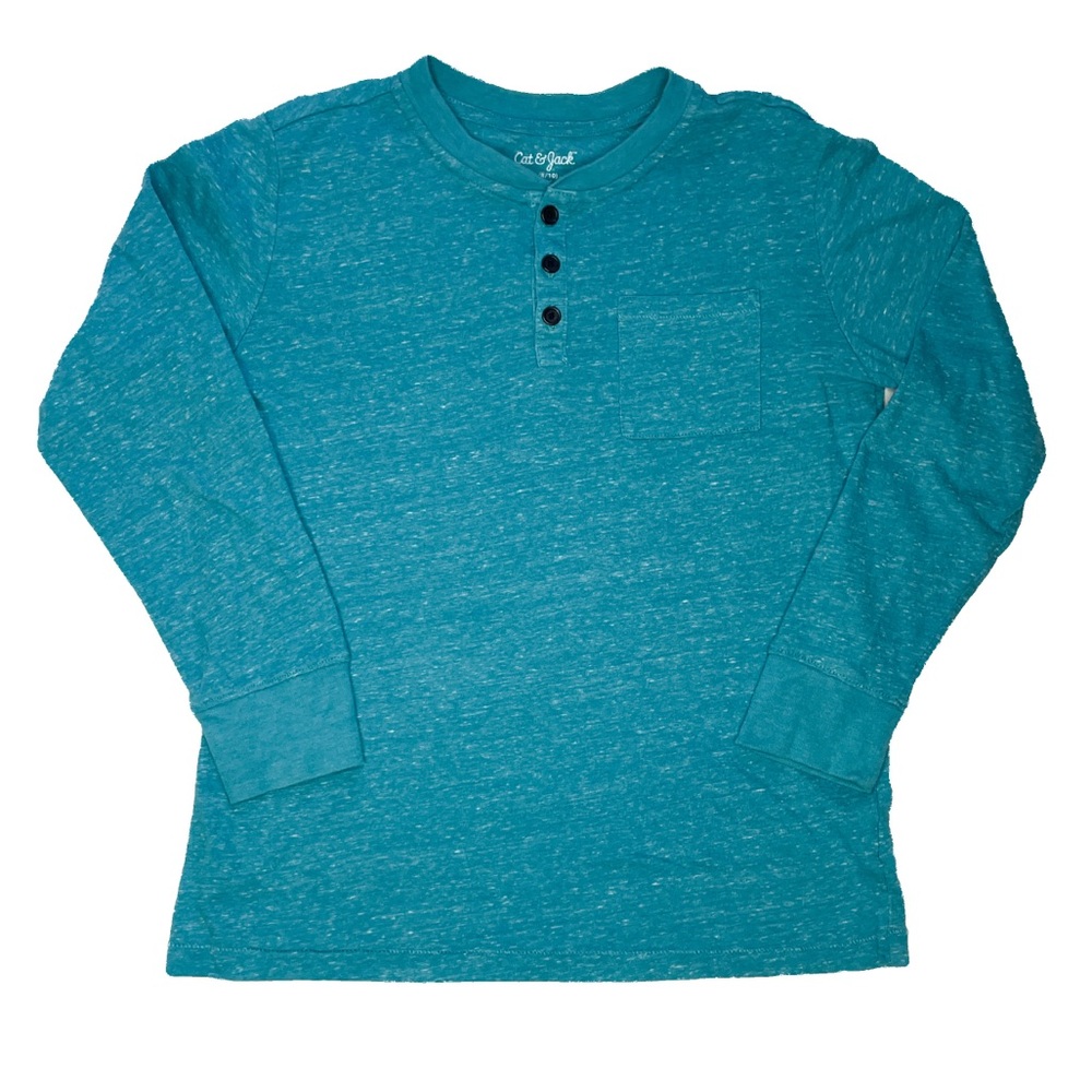 Cat & Jack Long Sleeve Henley - blue, M(8/10)
